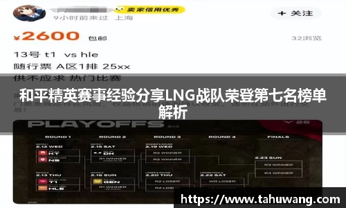 和平精英赛事经验分享LNG战队荣登第七名榜单解析